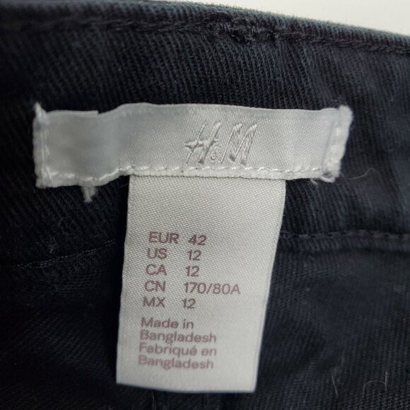H&M Womens Black Jean Shorts Denim Cuffed Size US 12 - Picture 8 of 12
